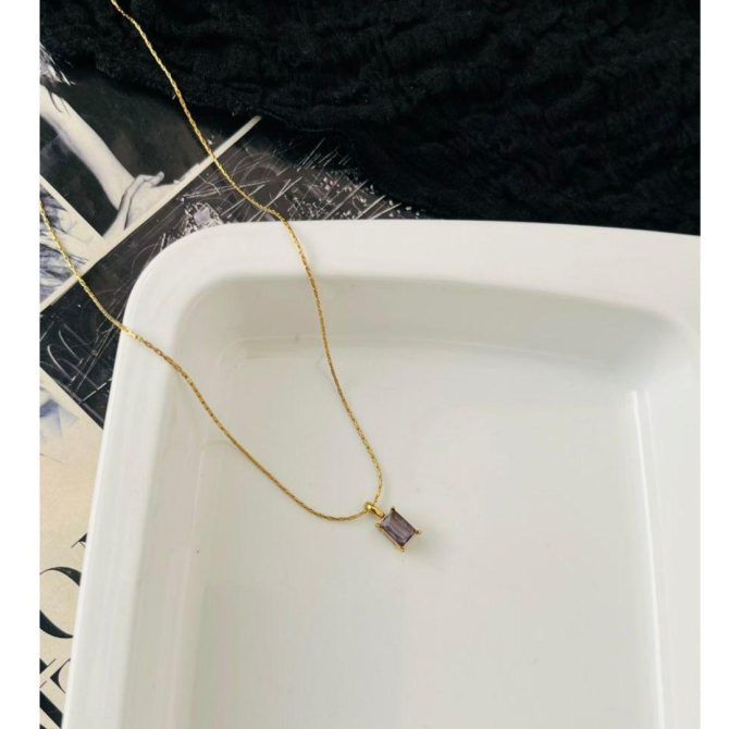 Mauve Diamond Necklace~ Anti Tarnish