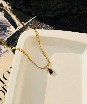 Black Diamond Snake Chain Necklace~ Anti Tarnish
