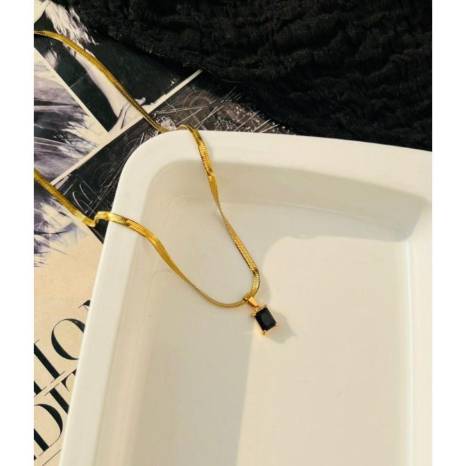 Black Diamond Snake Chain Necklace~ Anti Tarnish
