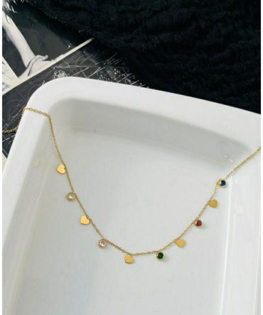 Multicolor Diamond Hearts Necklace~ Anti Tarnish