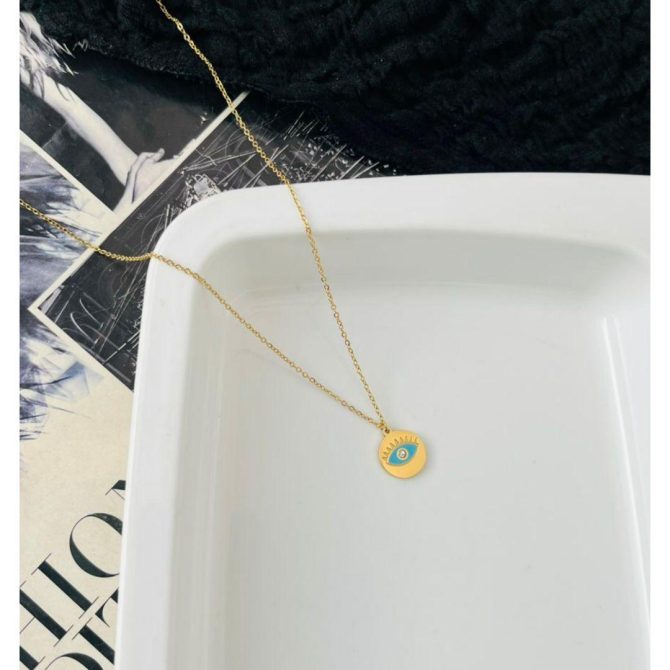 Circle Evil Eye Necklace~ Anti Tarnish