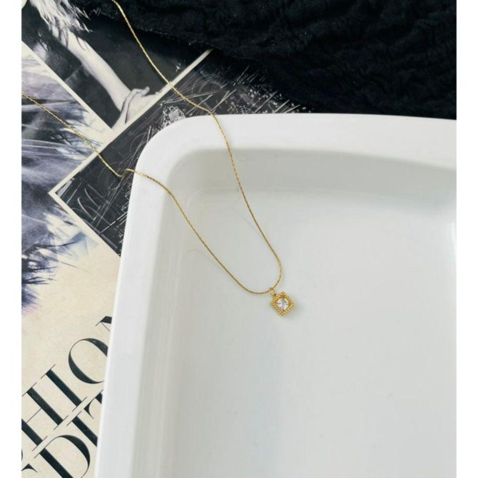 Minimalist White Diamond Necklace~ Anti Tarnish