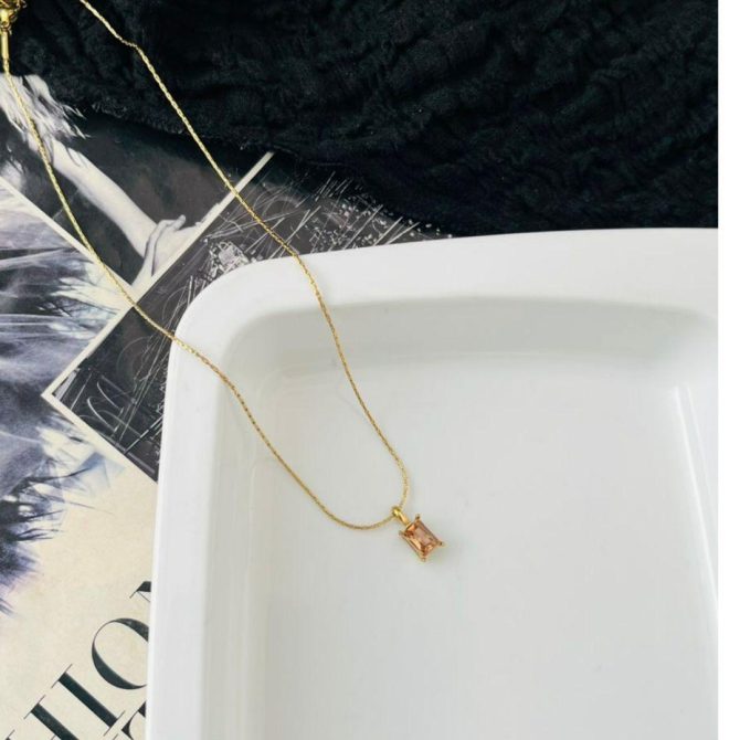 Pink Diamond Necklace~ Anti Tarnish