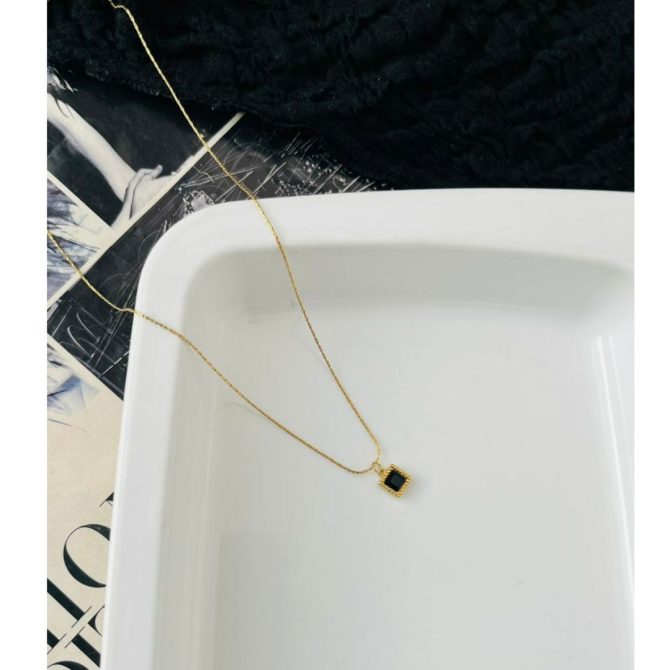 Minimalist Black Diamond Necklace~ Anti Tarnish
