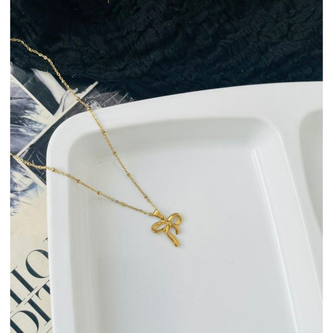 Spotted Bow Necklace~ Anti Tarnish