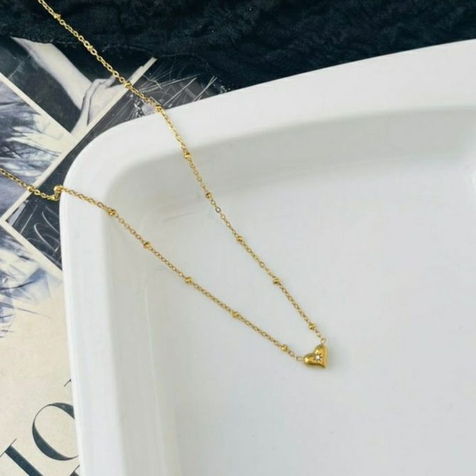Minimalist Heart Diamond Necklace~ Anti Tarnish