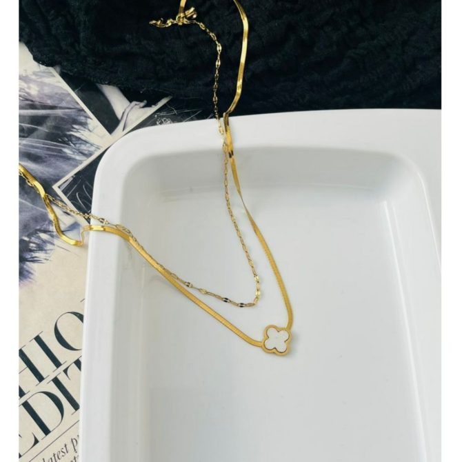 Two Layer Clover Chain Necklace~ Anti Tarnish