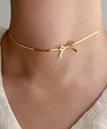 Bow Snake Chain Choker~ Anti Tarnish