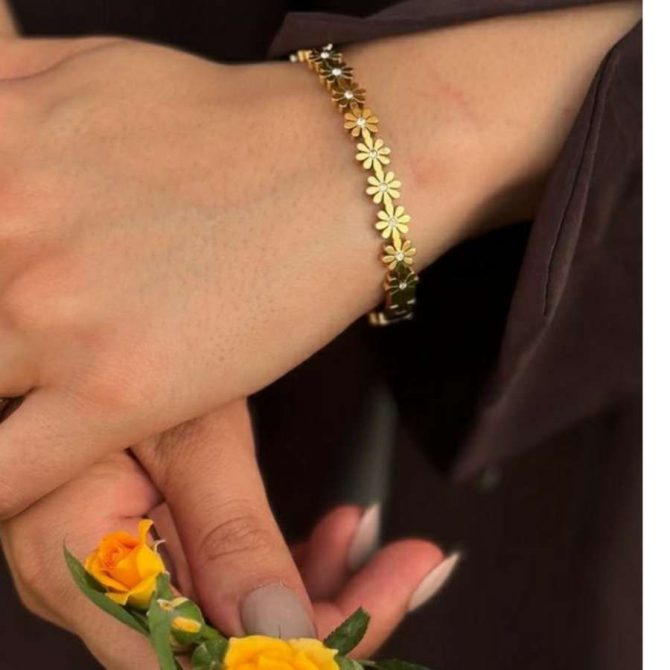 Floral Diamond Bracelet~ Anti Tarnish - Image 2