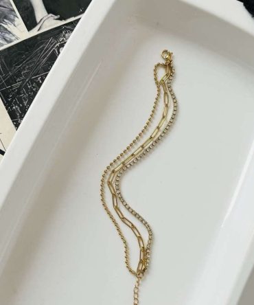 Three Layer Diamond Chain Bracelet~ Anti Tarnish
