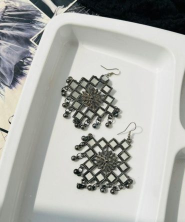 Oxidised Mirror Jhumkas