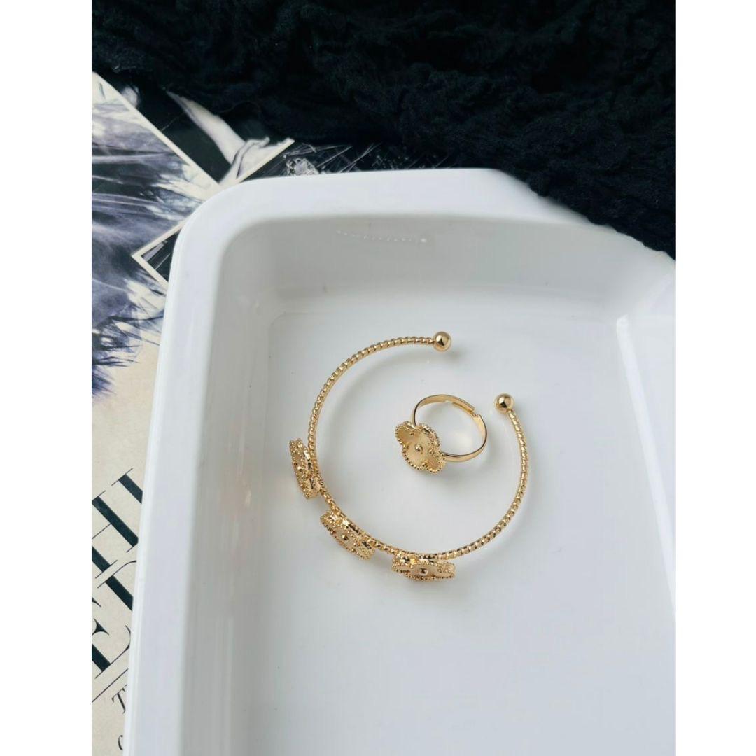 Golden Clover Ring Bracelet Combo - Image 2