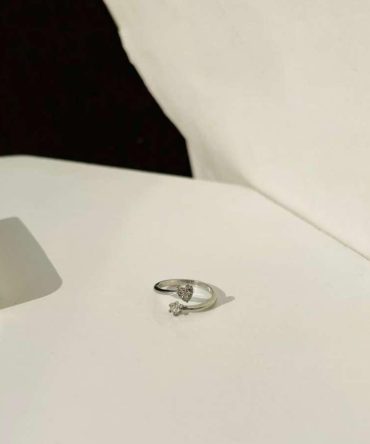 Minimalist Heart Diamond Ring~ Adjustable