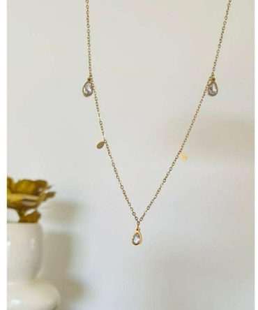 Minimalist Drop Diamonds Necklace~ Anti Tarnish