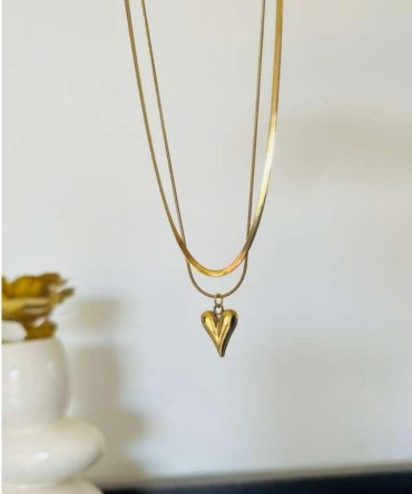 Two Layer Pinterest Heart Necklace~ Anti Tarnish