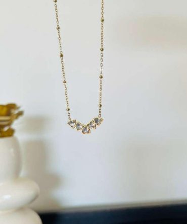 Multi Heart Diamonds Necklace~ Anti Tarnish