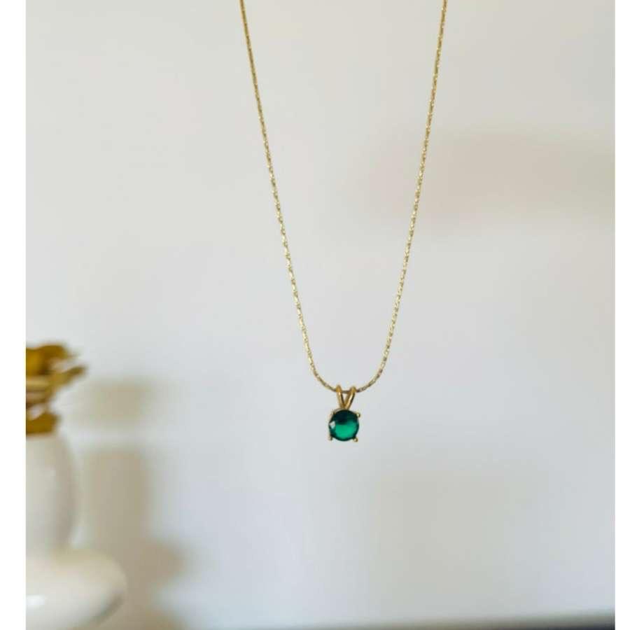 Green Diamond Necklace~ Anti Tarnish