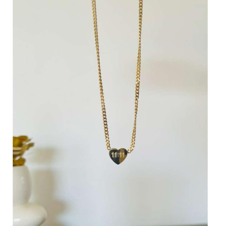 11:11 Heart Necklace~ Anti Tarnish