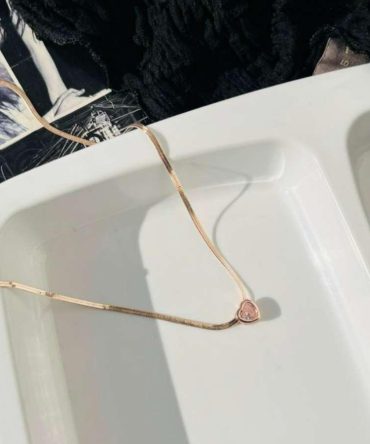 Crystal Heart Snake Chain Necklace