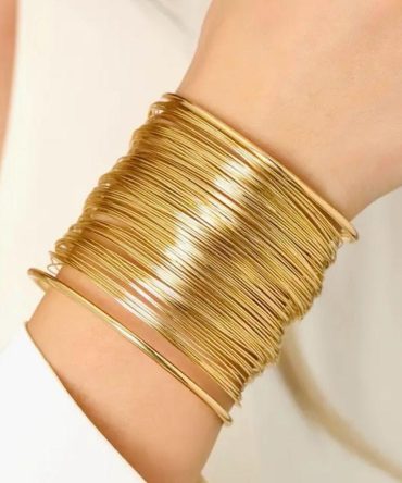 Golden Textured Cuff Bracelet