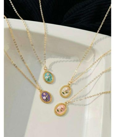 Pastel Floral Pearl Necklace