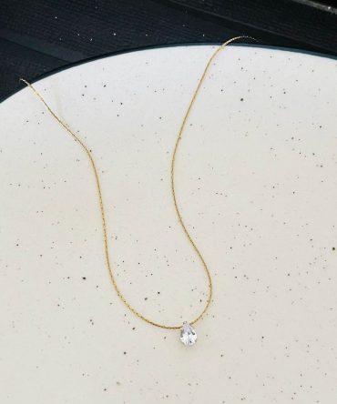 Minimal Drop Diamond Necklace~ Anti Tarnish