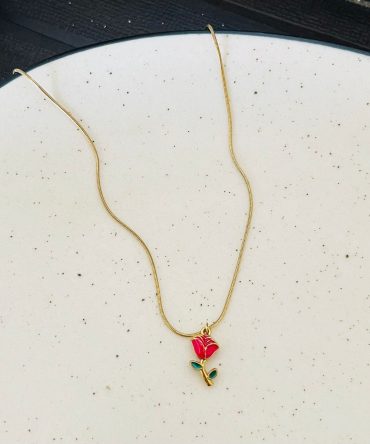 Red Rose Necklace~ Anti Tarnish
