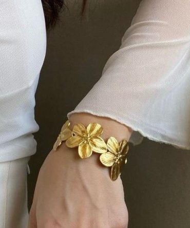 Golden Floral Cuff Bracelet