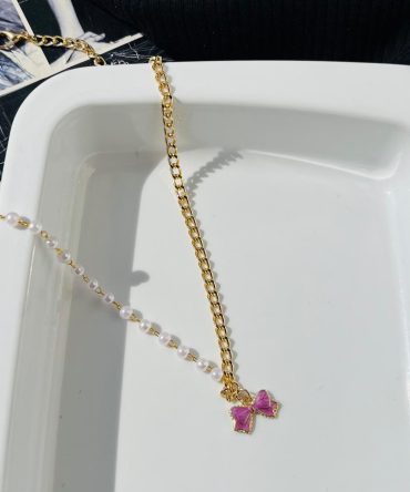 Purple Bow Necklace