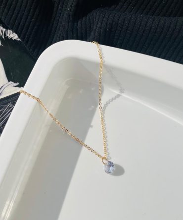 Golden Single Diamond Necklace