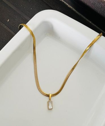 Snake Chain Diamond Necklace~ Anti Tarnish