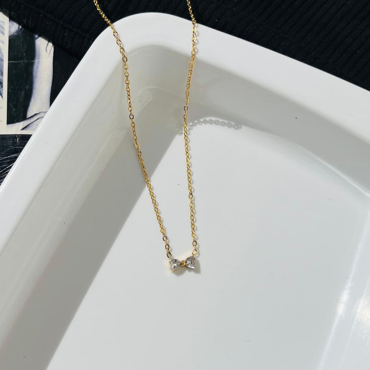 Minimalist Bow Necklace~ Anti Tarnish